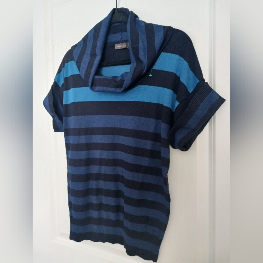 The Limited - Relaxed Lined Short-Sleeve Blue Blouse!